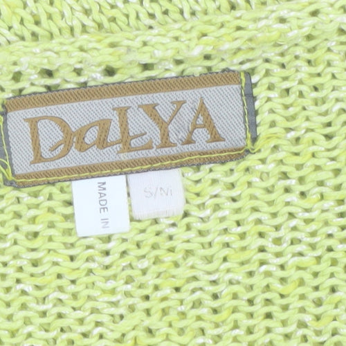 Dalya Women's Green Short Sleeve Open Knit Cardigan S