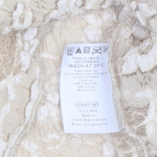 Marks and Spencer Per Una Beige Lace Ruffle Blouse Women Size 16