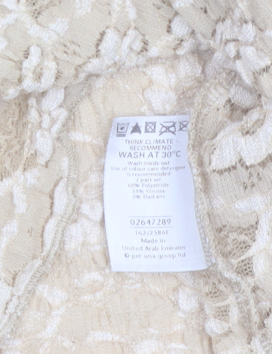Marks and Spencer Per Una Beige Lace Ruffle Blouse Women Size 16