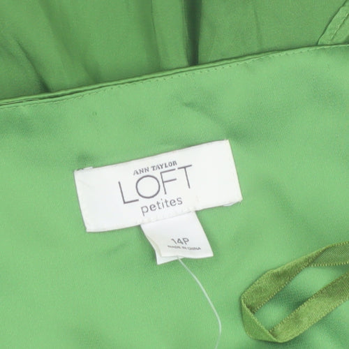 Ann Taylor LOFT Petites Green Satin Camisole Blouse Size 14P