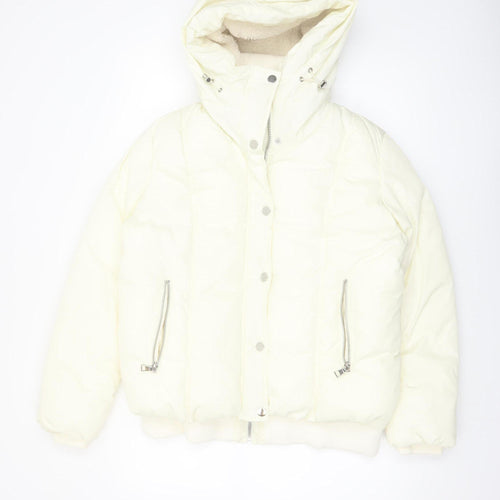 Next Women's Ivory Petite Size 14 Puffer Jacket with Hood