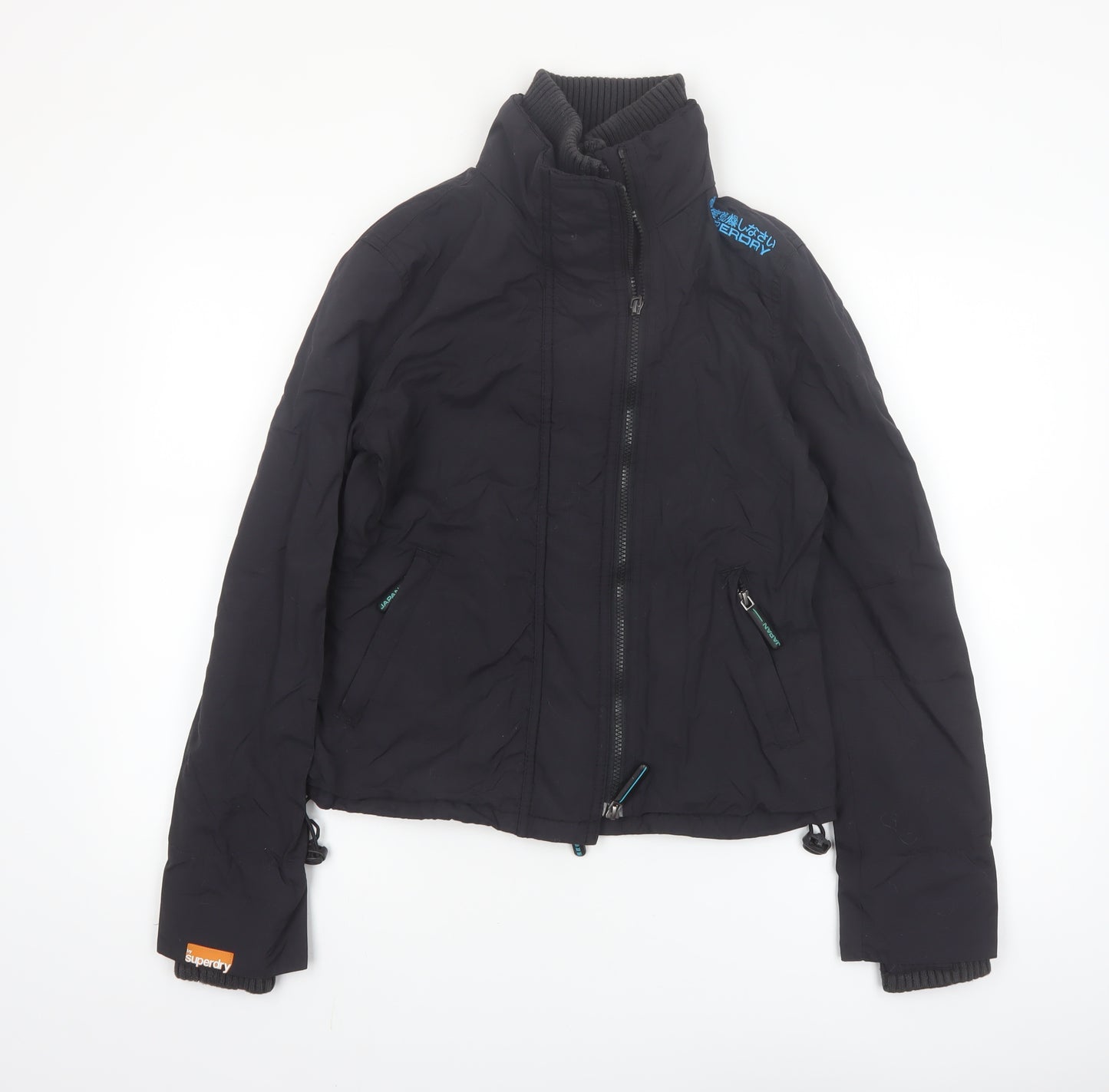 Superdry Women's Black Polyester Bomber Jacket Size S Full Zip