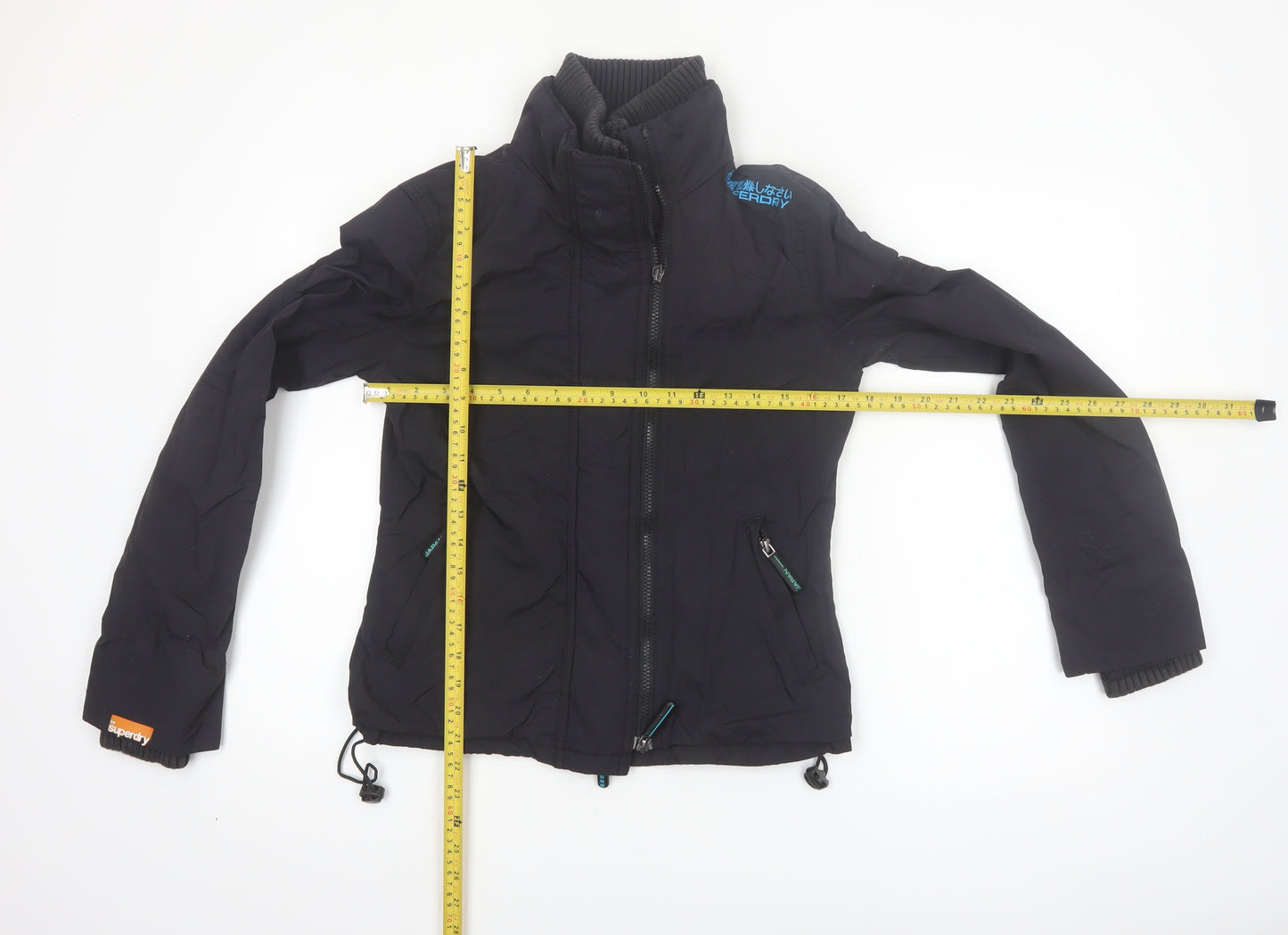 Superdry Women's Black Polyester Bomber Jacket Size S Full Zip