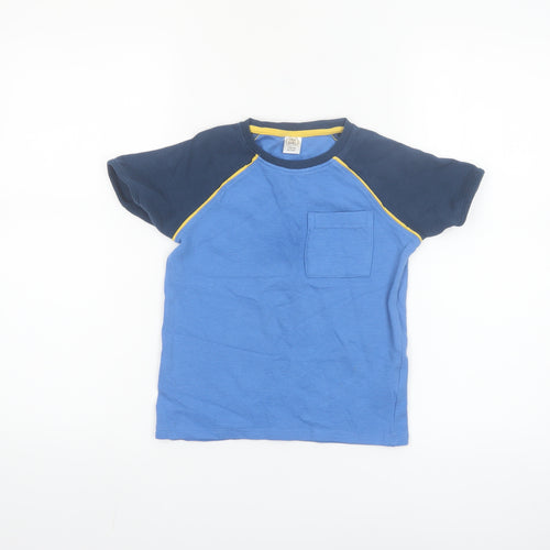 Little Kids Boys Blue Colourblock Cotton Short Sleeve T-Shirt 6-7 Years