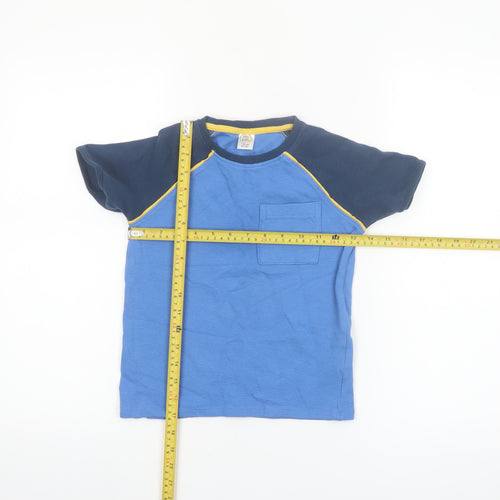 Little Kids Boys Blue Colourblock Cotton Short Sleeve T-Shirt 6-7 Years