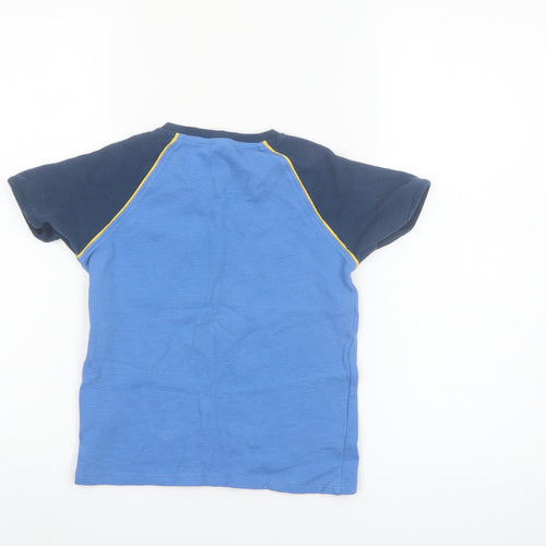 Little Kids Boys Blue Colourblock Cotton Short Sleeve T-Shirt 6-7 Years