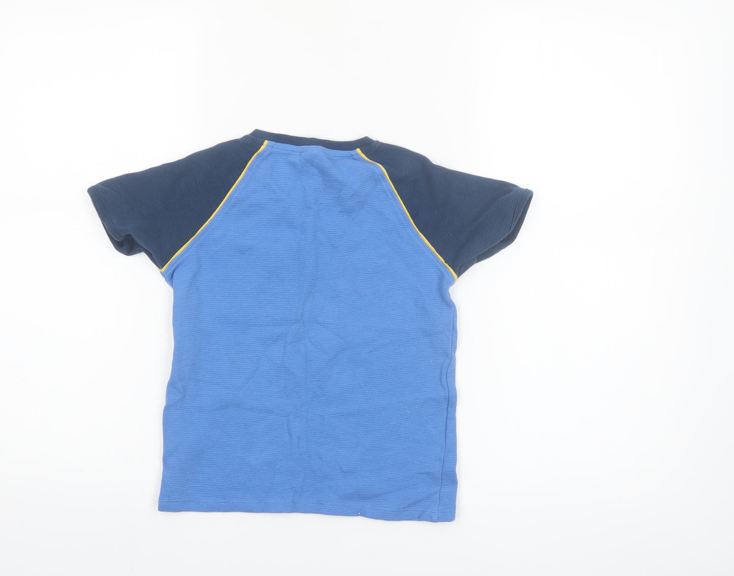 Little Kids Boys Blue Colourblock Cotton Short Sleeve T-Shirt 6-7 Years