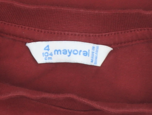 Mayoral Boys Red Long Sleeve Graphic T-Shirt 4 Years