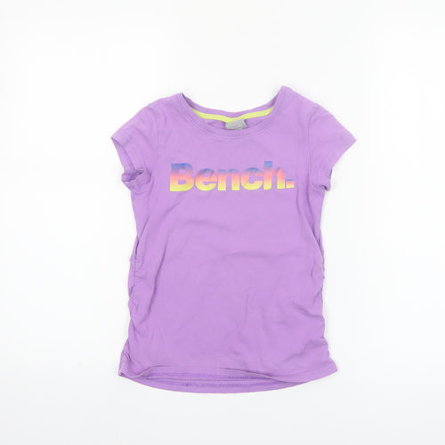 Bench Girls Purple 7-8 Years Logo Cotton Short Sleeve T-Shirt