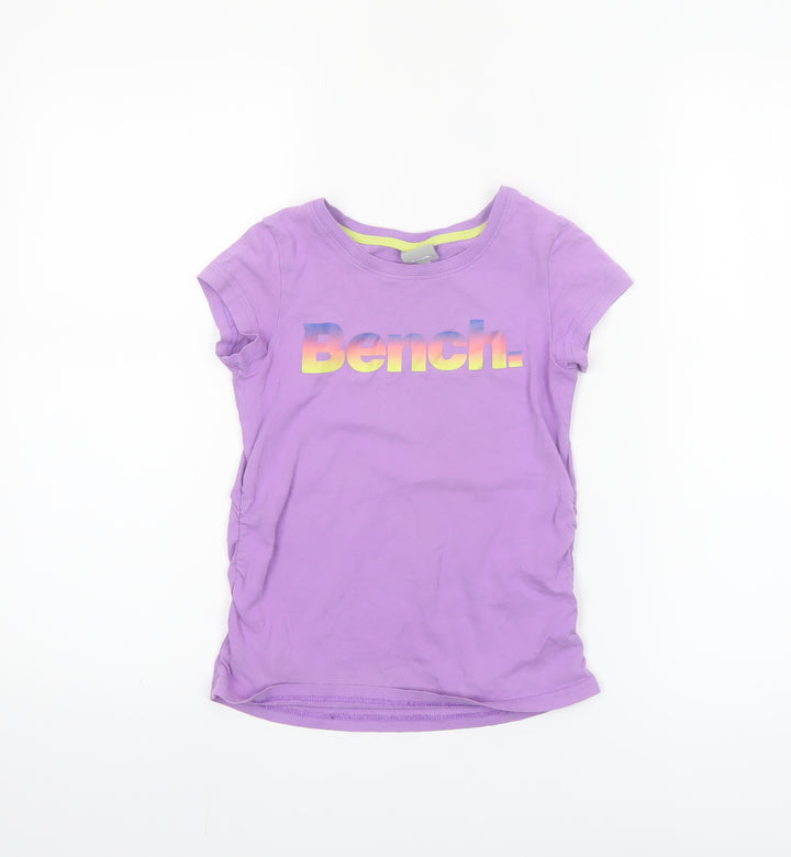 Bench Girls Purple 7-8 Years Logo Cotton Short Sleeve T-Shirt