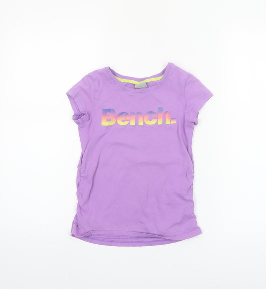 Bench Girls Purple 7-8 Years Logo Cotton Short Sleeve T-Shirt