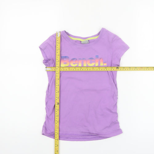 Bench Girls Purple 7-8 Years Logo Cotton Short Sleeve T-Shirt
