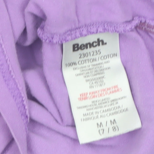 Bench Girls Purple 7-8 Years Logo Cotton Short Sleeve T-Shirt