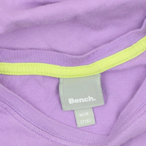 Bench Girls Purple 7-8 Years Logo Cotton Short Sleeve T-Shirt