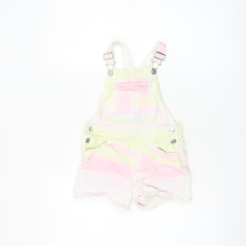 Primark Girls Multicoloured Denim Dungaree Playsuit 5-6 Years Adjustable Straps