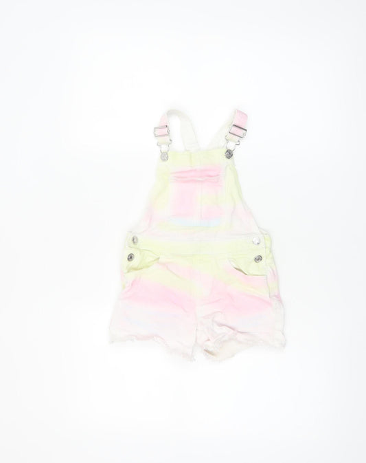 Primark Girls Multicoloured Denim Dungaree Playsuit 5-6 Years Adjustable Straps