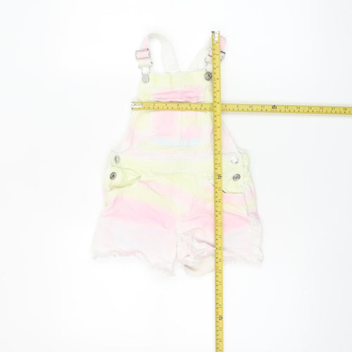 Primark Girls Multicoloured Denim Dungaree Playsuit 5-6 Years Adjustable Straps