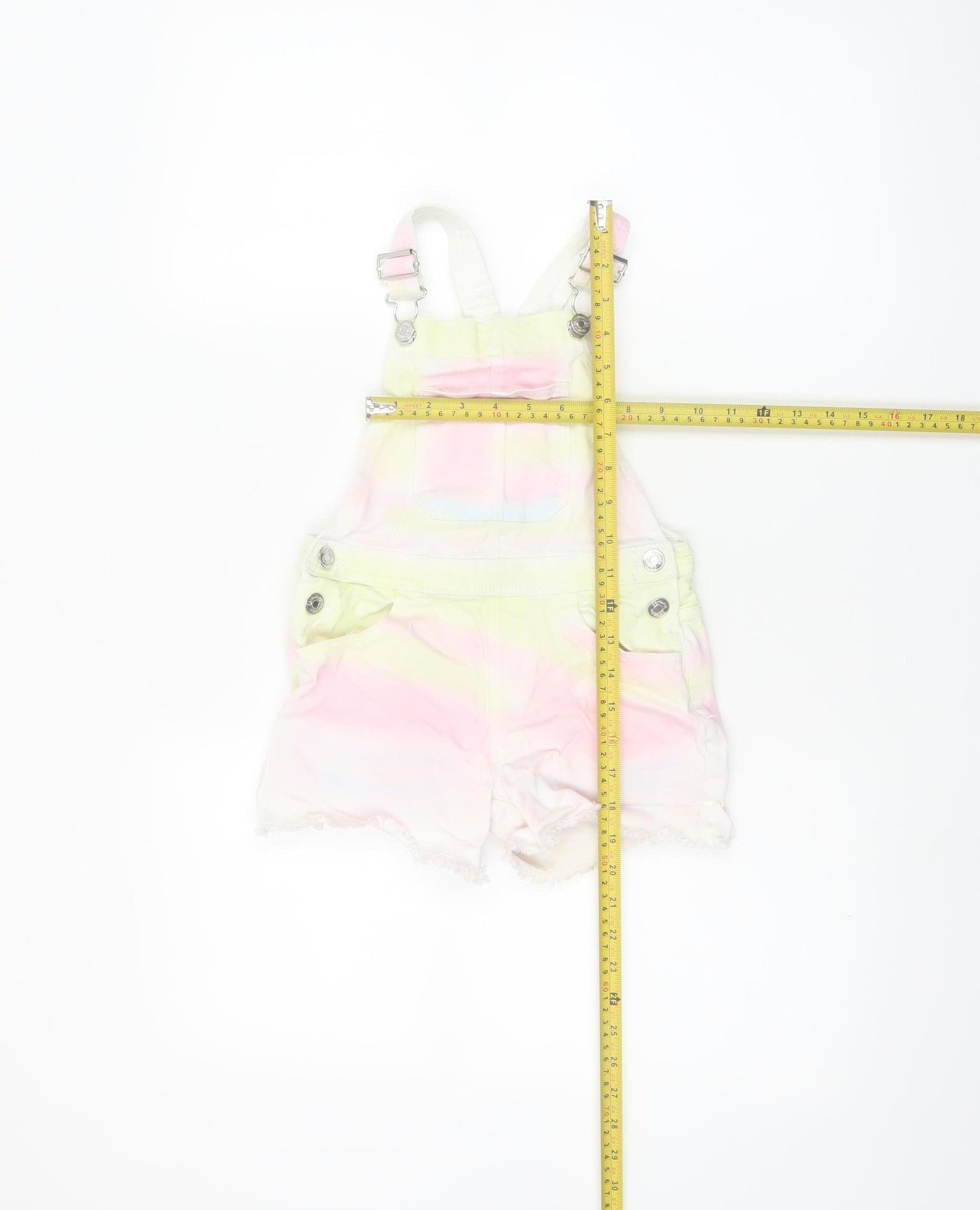 Primark Girls Multicoloured Denim Dungaree Playsuit 5-6 Years Adjustable Straps