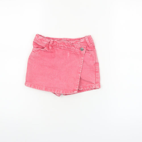 Primark Girls Pink Denim Wrap Shorts 5-6 Years 100% Cotton Summer