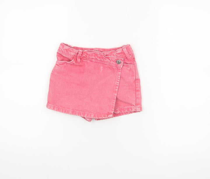 Primark Girls Pink Denim Wrap Shorts 5-6 Years 100% Cotton Summer