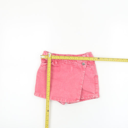 Primark Girls Pink Denim Wrap Shorts 5-6 Years 100% Cotton Summer