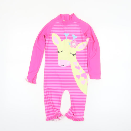 St. Bernard Girls Pink Giraffe Long Sleeve UV Sun Suit Age 6 Years