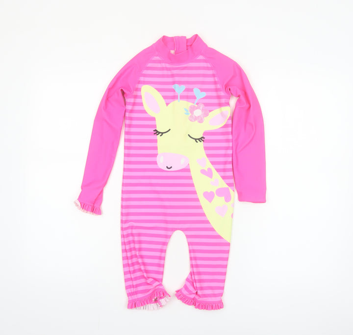 St. Bernard Girls Pink Giraffe Long Sleeve UV Sun Suit Age 6 Years