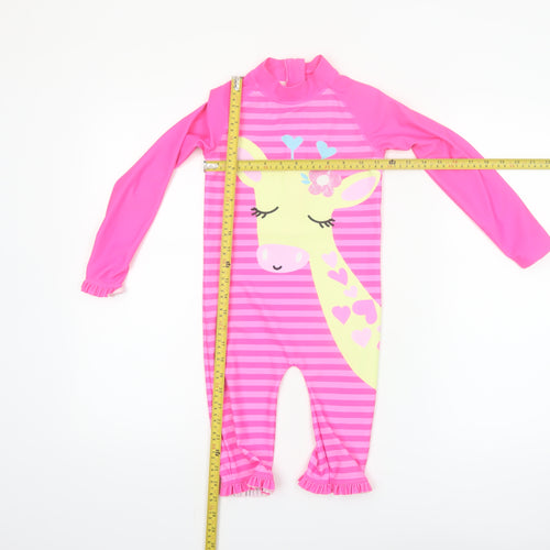 St. Bernard Girls Pink Giraffe Long Sleeve UV Sun Suit Age 6 Years