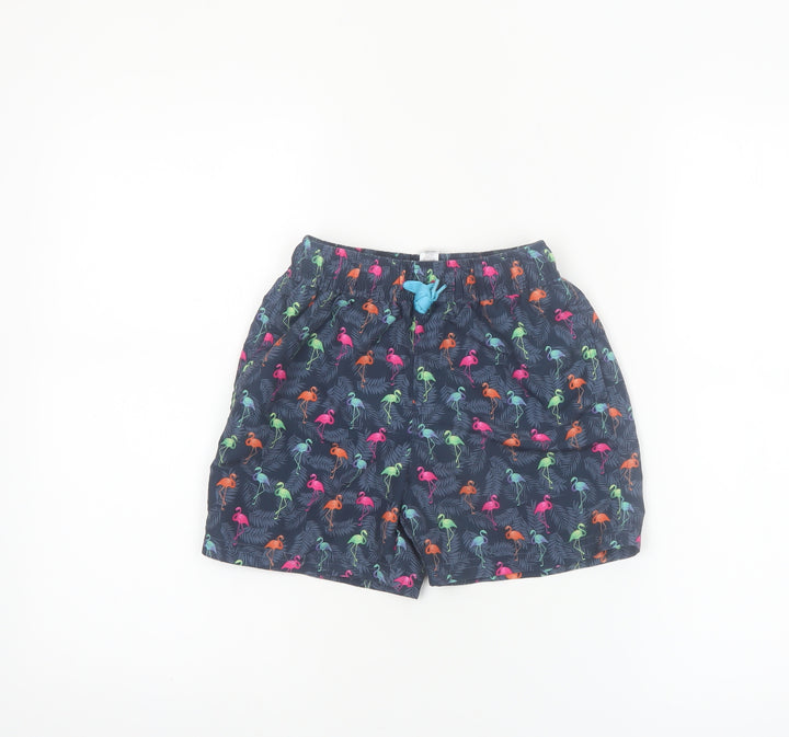Dunnes Stores Boys Blue Flamingo Print Swim Shorts Age 8 Elastic Waist