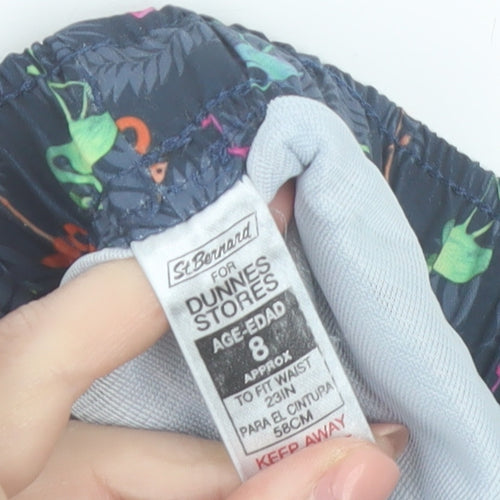 Dunnes Stores Boys Blue Flamingo Print Swim Shorts Age 8 Elastic Waist