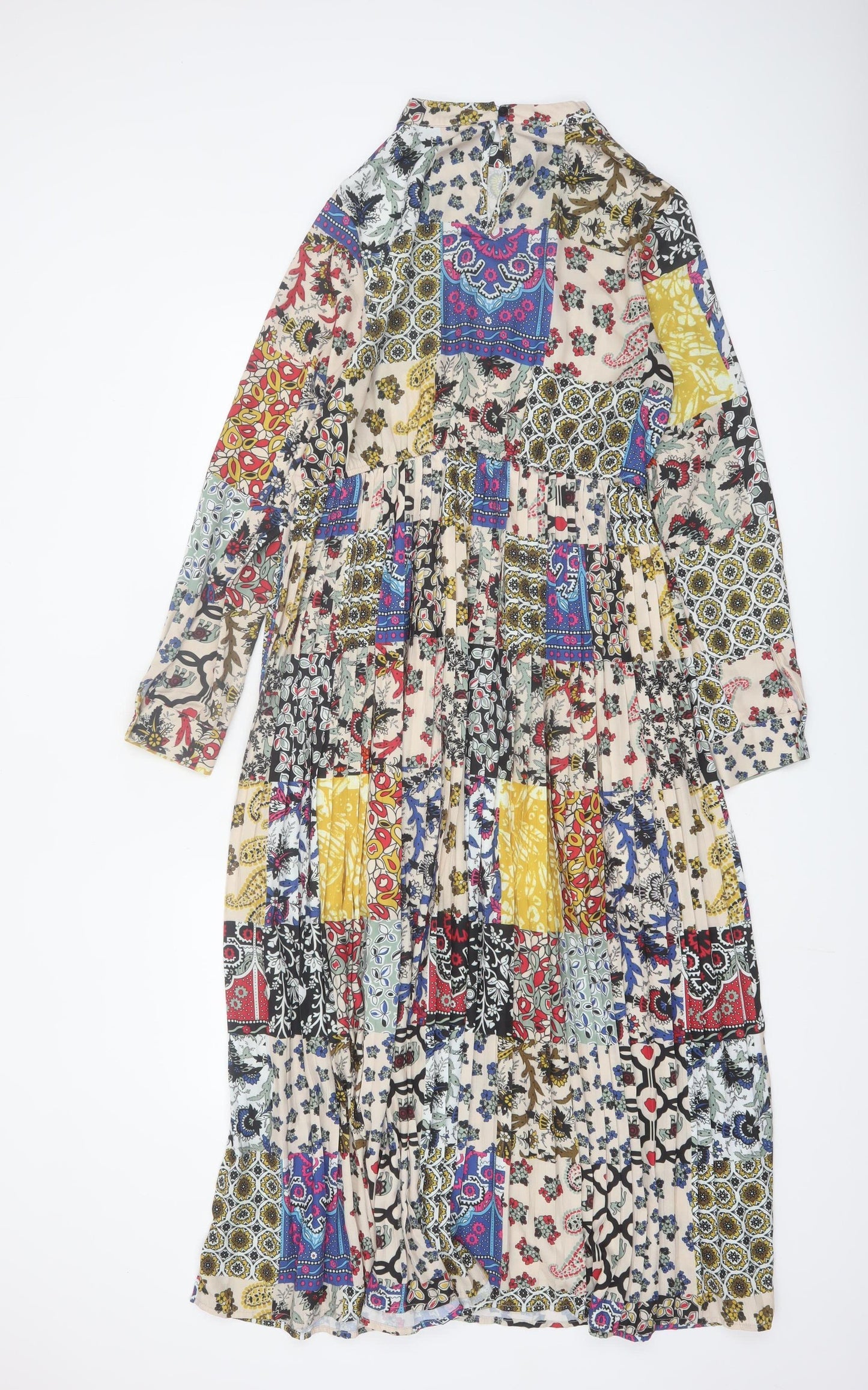 Exquiss's Women Multicoloured Midi A-Line Bohemian Patchwork Dress M