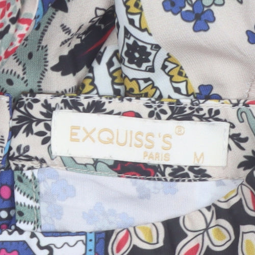 Exquiss's Women Multicoloured Midi A-Line Bohemian Patchwork Dress M
