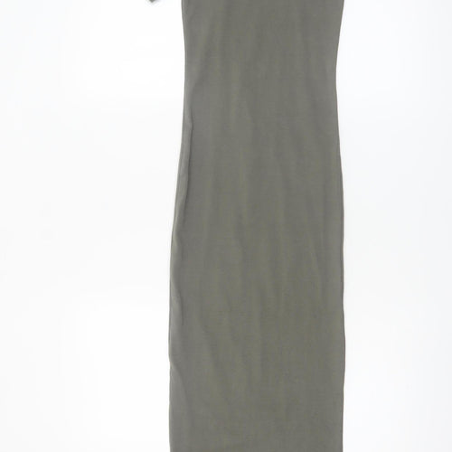 Pull & Bear Women’s Green Bodycon Long Dress XS Short Sleeve