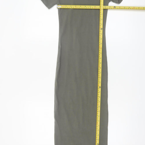 Pull & Bear Women’s Green Bodycon Long Dress XS Short Sleeve