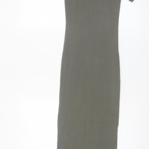 Pull & Bear Women’s Green Bodycon Long Dress XS Short Sleeve
