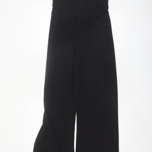 PrettyLittleThing Womens Black One Shoulder Wide Leg Jumpsuit Size 10