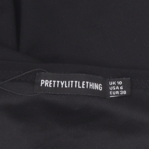 PrettyLittleThing Womens Black One Shoulder Wide Leg Jumpsuit Size 10