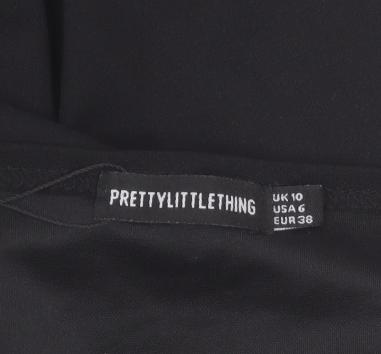 PrettyLittleThing Womens Black One Shoulder Wide Leg Jumpsuit Size 10