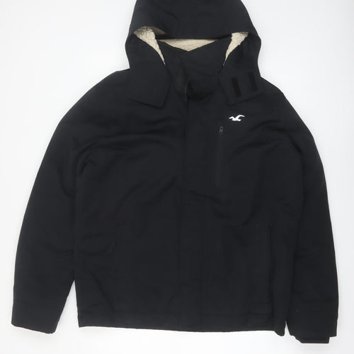 Hollister Men's Black XL All-Weather Hooded Parka Jacket