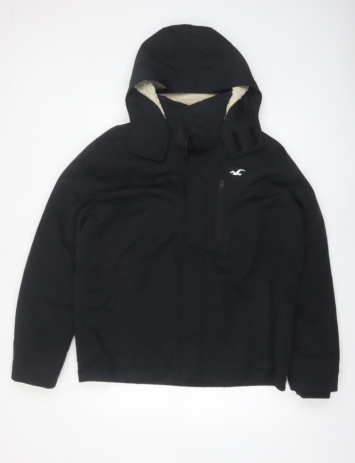 Hollister Men's Black XL All-Weather Hooded Parka Jacket