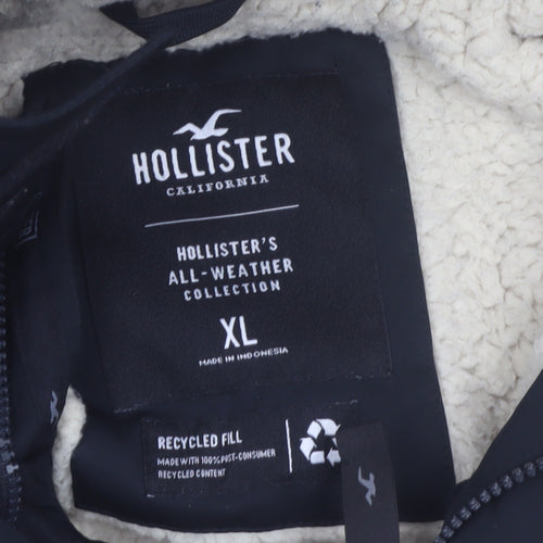 Hollister Men's Black XL All-Weather Hooded Parka Jacket