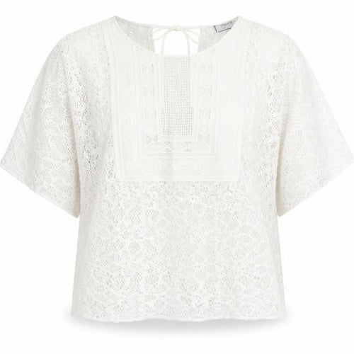 Zara Women's White Lace Tunic Blouse L Boho Crochet Summer Top