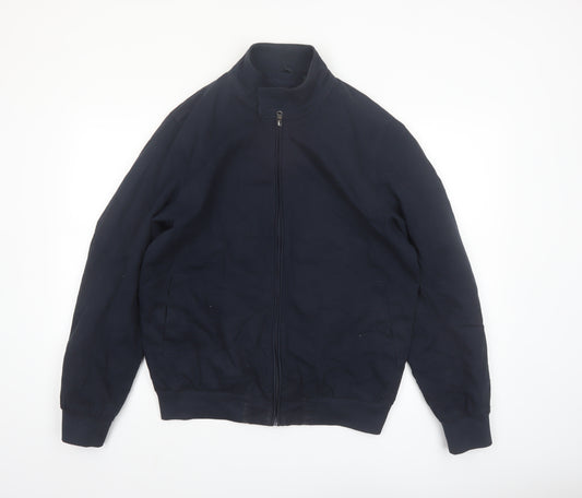 Kensington Eastside Men's Blue Cotton Bomber Jacket L Classic Style