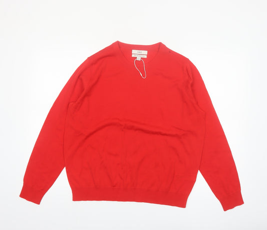 Marks and Spencer Women Red Merino Wool Crew Neck Jumper Size 16