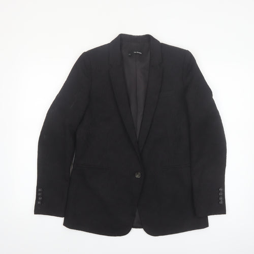 The Kooples Women's Black Single-Breasted Blazer Size 10 Jacquard Tailored Jacket