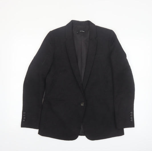 The Kooples Women's Black Single-Breasted Blazer Size 10 Jacquard Tailored Jacket