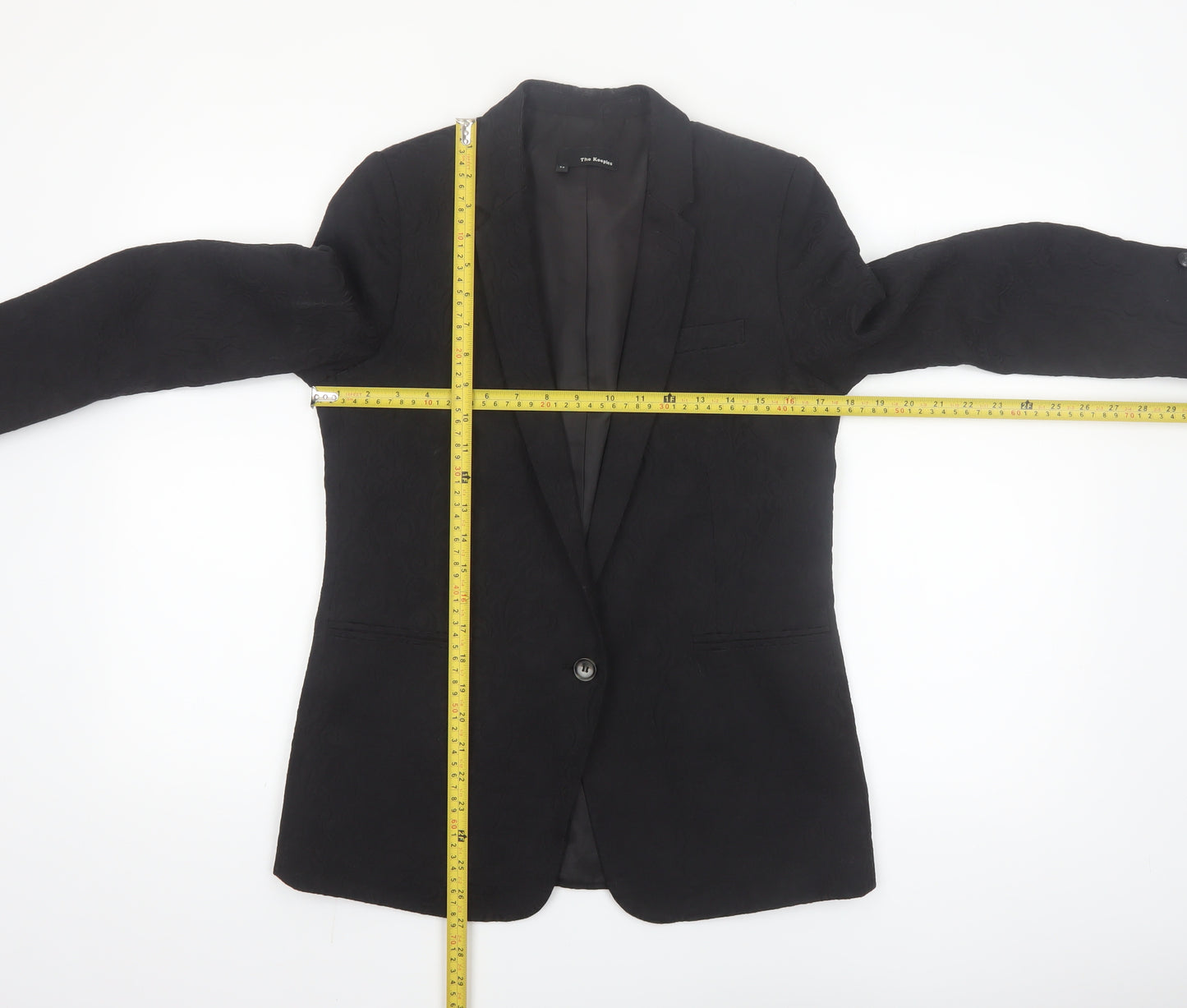 The Kooples Women's Black Single-Breasted Blazer Size 10 Jacquard Tailored Jacket