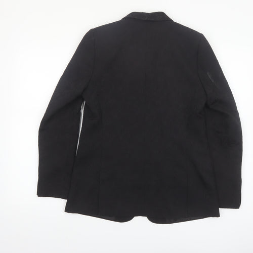 The Kooples Women's Black Single-Breasted Blazer Size 10 Jacquard Tailored Jacket