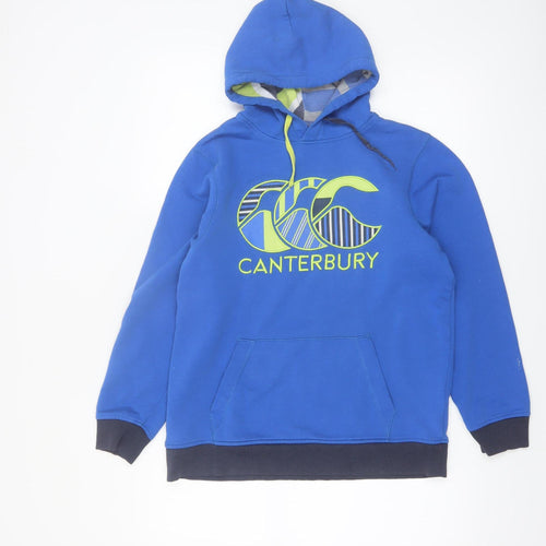 Canterbury Boys Blue Pullover Hoodie 14 Years Logo Graphic Cotton Blend