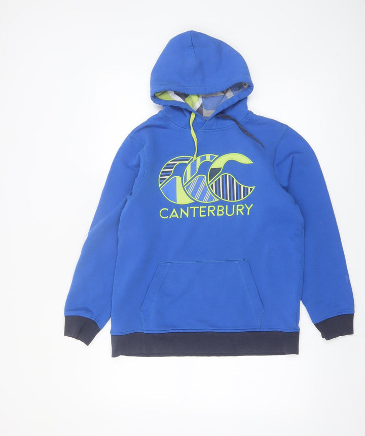 Canterbury Boys Blue Pullover Hoodie 14 Years Logo Graphic Cotton Blend